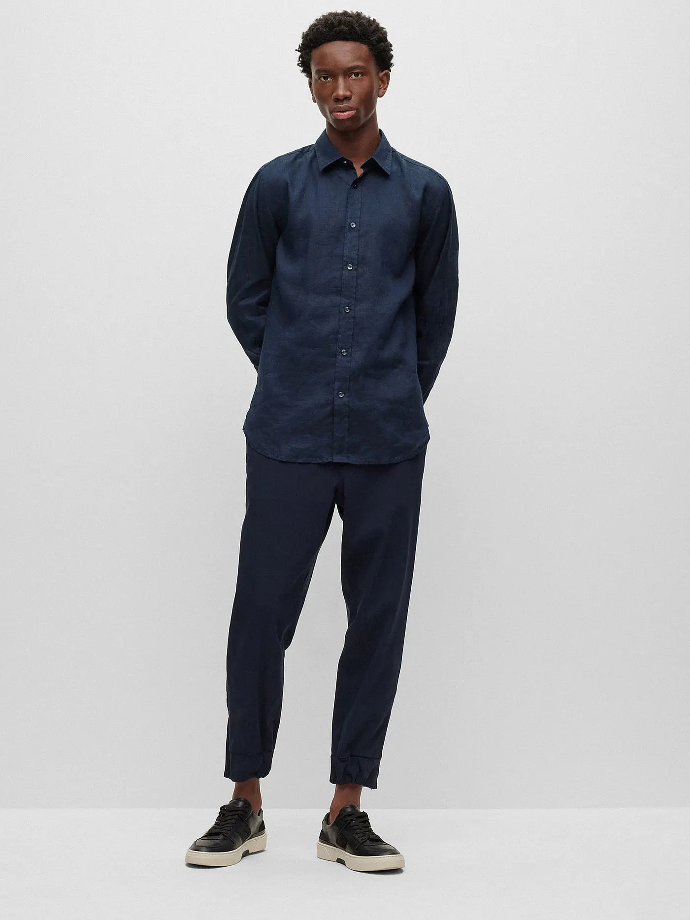 BOSS | Leinenhemd Slim Fit | blau